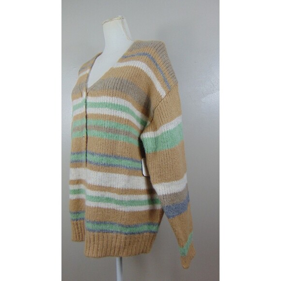 New Altar'd State Striped Eyelash Fuzzy Knit Cardigan Sweater Women's Size Small - Picture 4 of 9